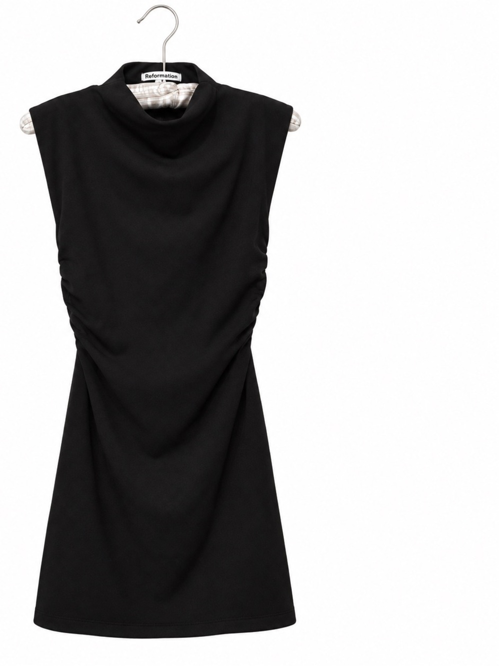 Reformation Black Mock-Neck Sleeveless Mini Dress